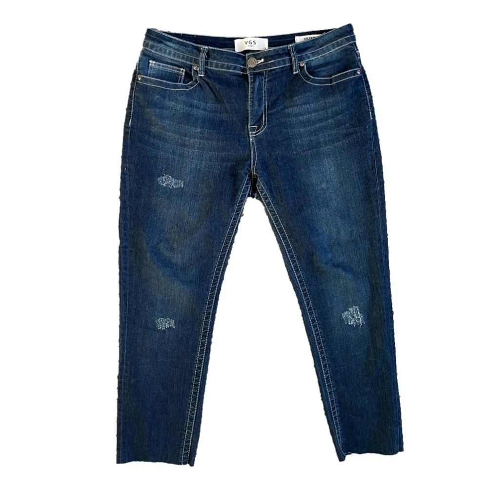 VGS raw edge distressed leg jeans. Size 12‎ skinny